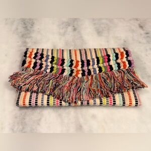 Stella & Dot Taj Multicolor Striped Clutch with Fringe